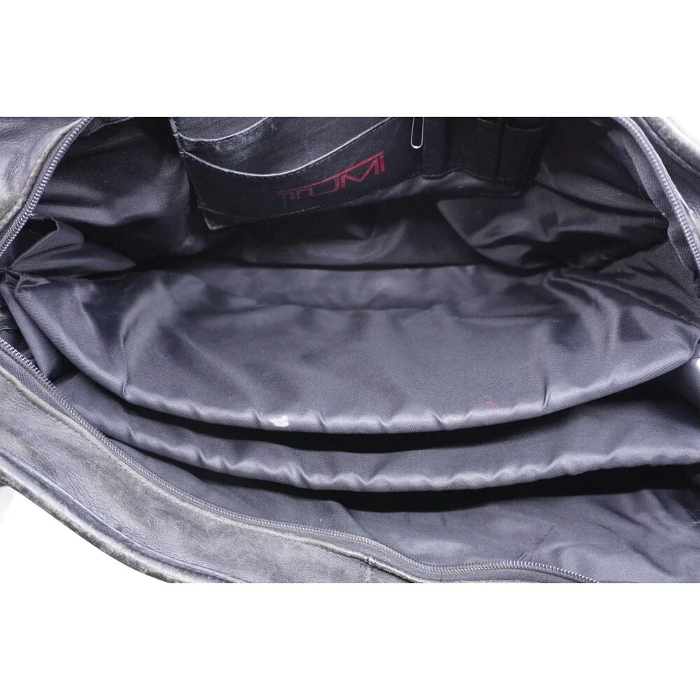 Vtg Tumi Alpha Briefcase Expandable Black Distressed Leather Business Shoulder